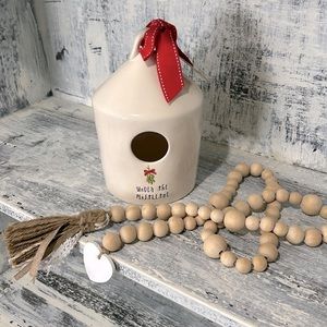 Rae Dunn “Under the Mistletoe” birdhouse.